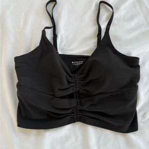 Athleta Black Ruched Front Sports Bra